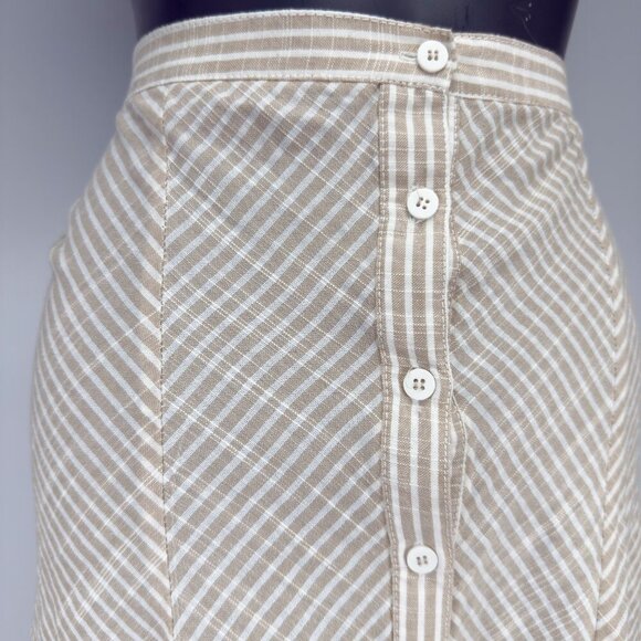 MAX STUDIOβ Yarn Dyed Button Front Striped Beige Off White Maxi Skirt Boho M - Picture 6 of 11